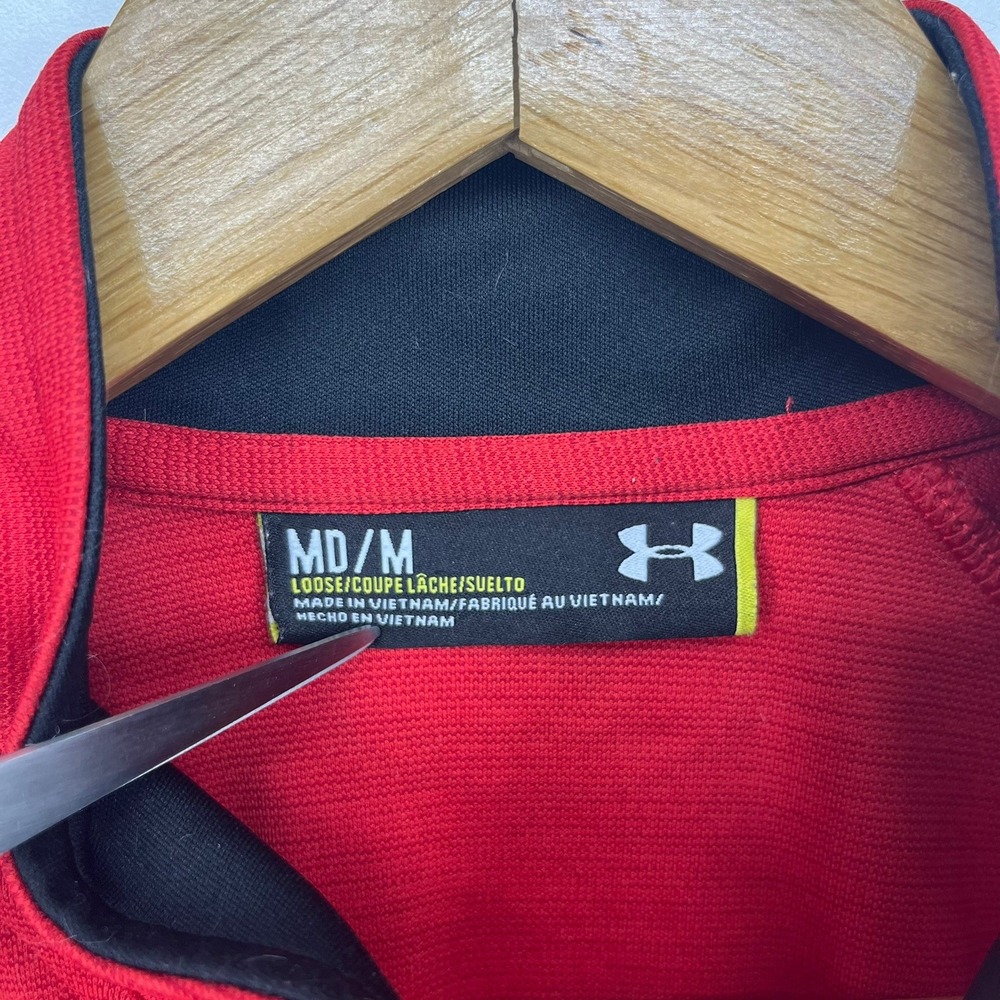 Under Armour Mens Tech 1/4 Zip Pullover Red Heathered Long Sleeve‎ Size M - Picture 5 of 12